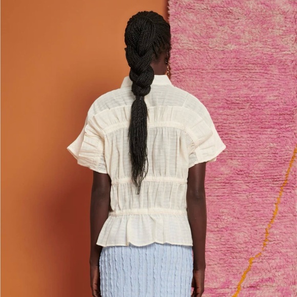 Ghospell Yasmin Ruched top - size medium+ in cream - Picture 5 of 11